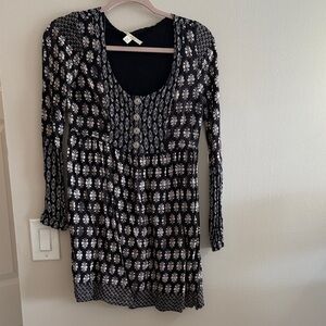 Black and White Patterned Women's Dress